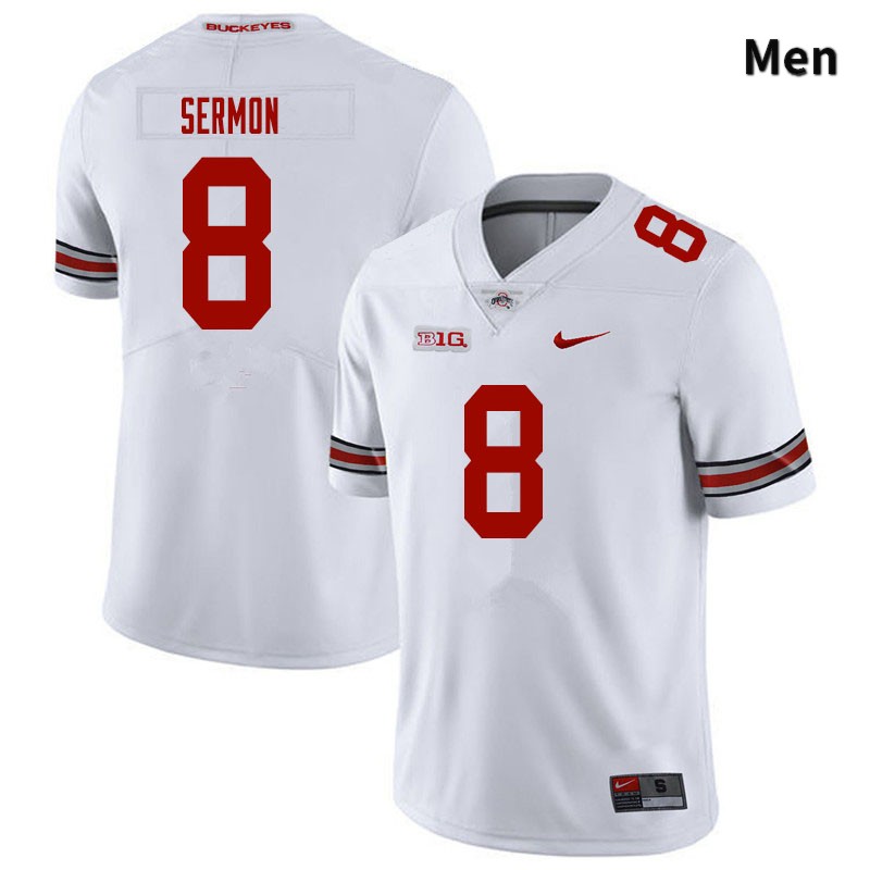 Ohio State Buckeyes Trey Sermon Men's #8 White Authentic Stitched College Football Jersey